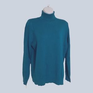Joseph A. Silk Turtleneck Teal Sweater sz L NWT